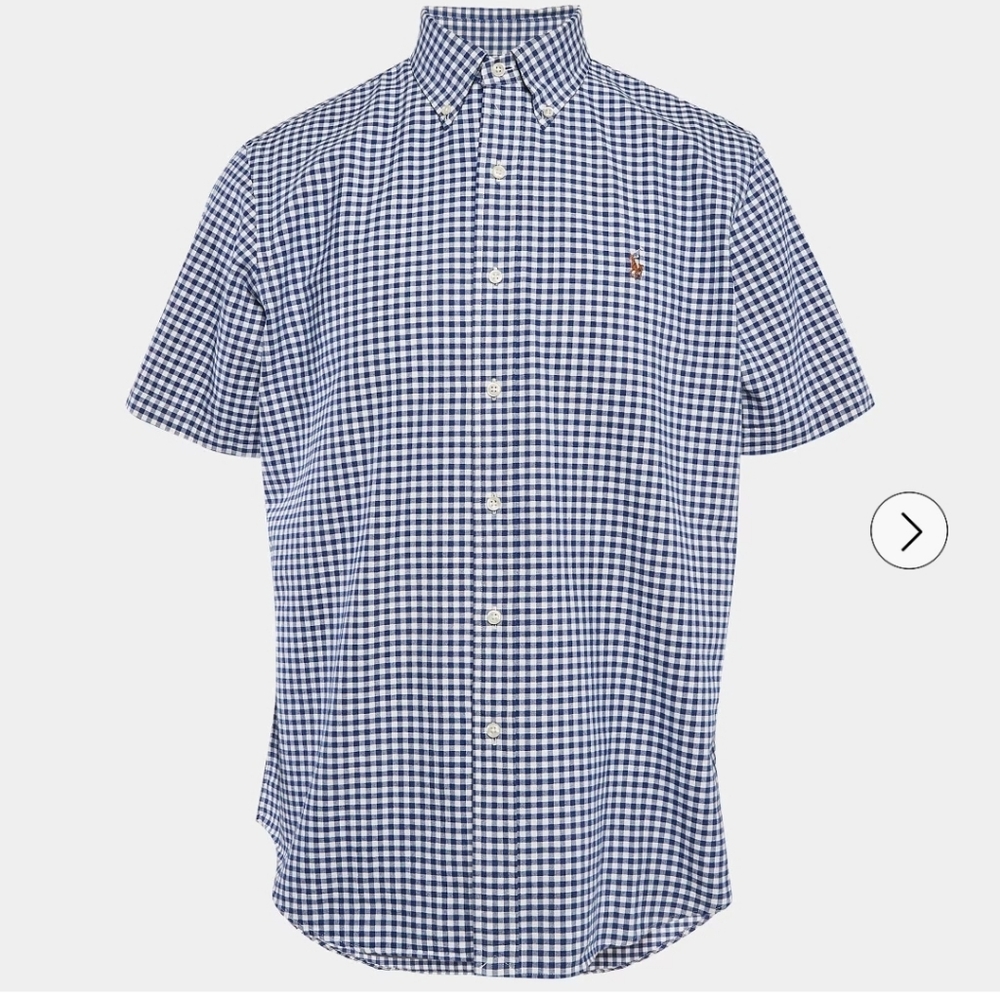 Ralph Lauren Navy and White Short Sleeve Sport Shirt Men Size 2TG 2XB Cotton